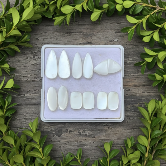 White Moonstone Pairs Cabochons Mix Shape Flat Back Gemstones Lot 11-22 mm