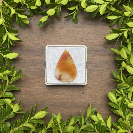 Scenic Agate Pear shape Cabochon Flat Back Gemstone 27X41 mm