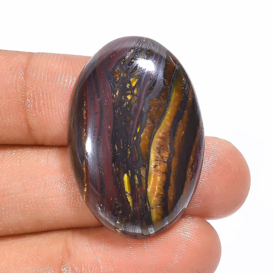 Iron Tiger Eye Oval Shape Cabochon Loose Gemstone Natural 50.5 Ct. 32X22X7 mm V-1232