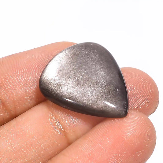 Silver Sheen Obsidian Pear Shape Cabochon Loose Gemstone Natural 15 Ct. 23X19X5 mm V-1308