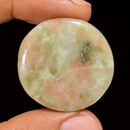 Golden Serpentine Round Shape Cabochon Loose Gemstone Natural 41 Ct. 29X29X5 mm V-1416