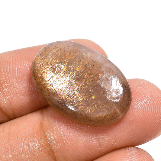 Brown Sunstone Oval Shape Cabochon Loose Gemstone Natural 14.5 Ct. 23X15X5 mm V-1687