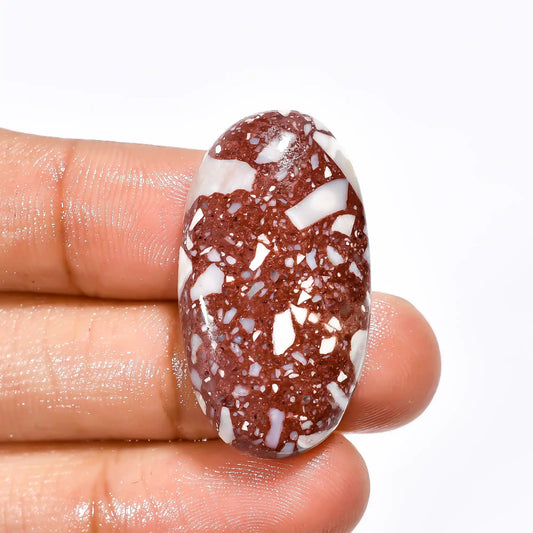Chert Breccia Oval Shape Cabochon Loose Gemstone Natural 32.5 Ct. 32X18X7 mm V-1967