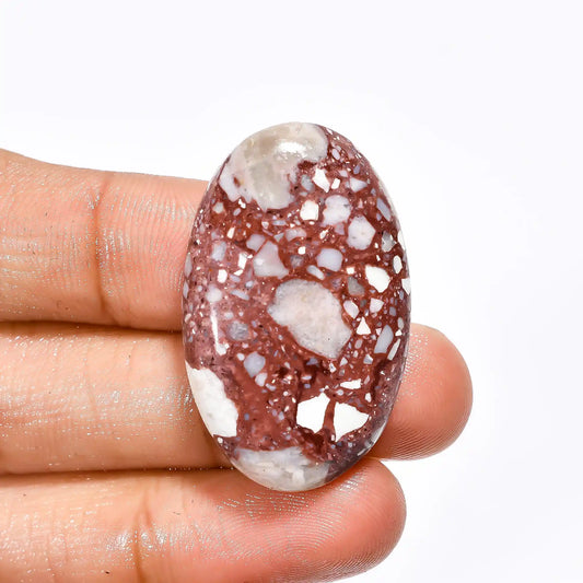 Chert Breccia Oval Shape Cabochon Loose Gemstone Natural 42 Ct. 35X22X7 mm V-1968