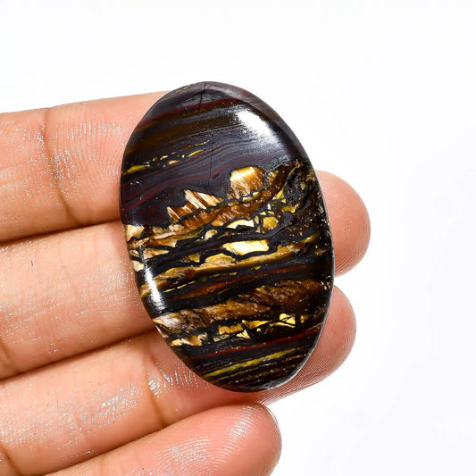Iron Tiger Eye Oval Shape Cabochon Loose Gemstone Natural 46.5 Ct. 38X24X5 mm V-2075