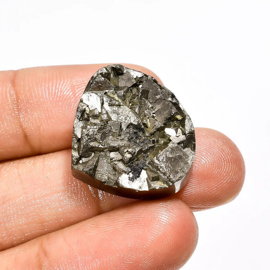 Pyrite Druzy Heart Shape Cabochon Loose Gemstone Natural 50.5 Ct. 21X23X7 mm V-2103