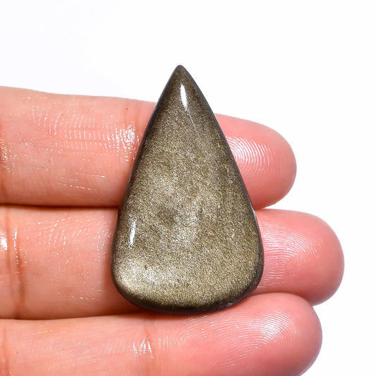 Golden Sheen Obsidian Pear Shape Cabochon Loose Gemstone Natural 24 Ct. 33X20X6 mm V-241
