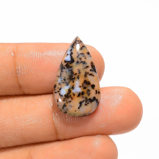 Honey Dendrite Opal Pear Shape Cabochon Loose Gemstone Natural 9.5 Ct. 22X13X4 mm V-2670