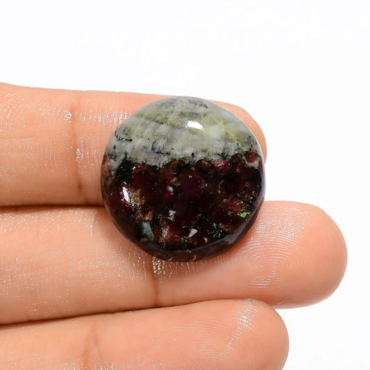 Eudialyte Round Shape Cabochon Loose Gemstone Natural 23 Ct. 21X21X6 mm V-2720