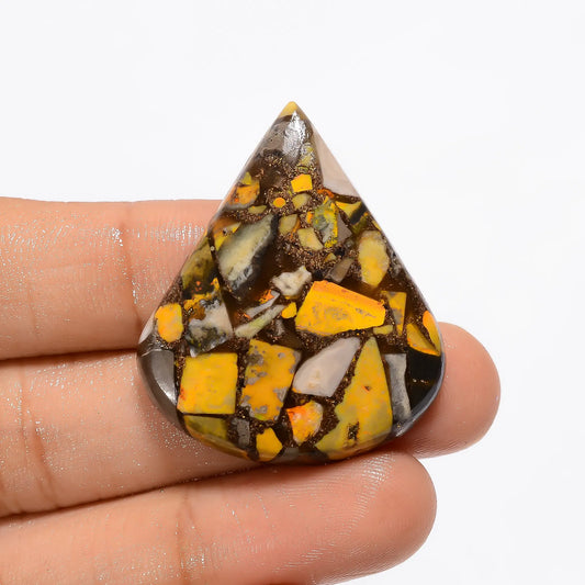 Spiny Copper Bumble Bee Jasper Pear Shape Cabochon Loose Gemstone 42 Ct. 36X31X6 mm V-2724