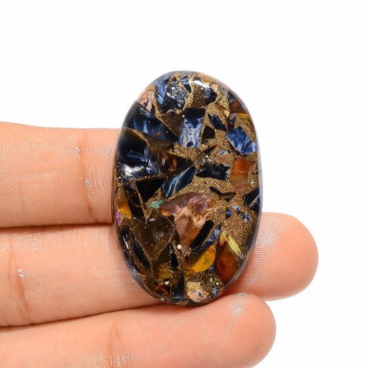 Spiny Copper Pietersite Oval Shape Cabochon Loose Gemstone 33.5 Ct. 36X23X5 mm V-2750