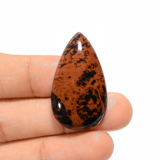 Mahogany Obsidian Pear Shape Cabochon Loose Gemstone Natural 30 Ct. 34X19X6 mm V-2773