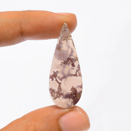 Indonesian Moss Agate Pear Shape Cabochon Loose Gemstone Natural 20 Ct. 37X14X5 mm V-2790