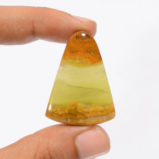 Green Calcite Fancy Shape Cabochon Loose Gemstone Natural 41.5 Ct. 37X27X5 mm V-2797
