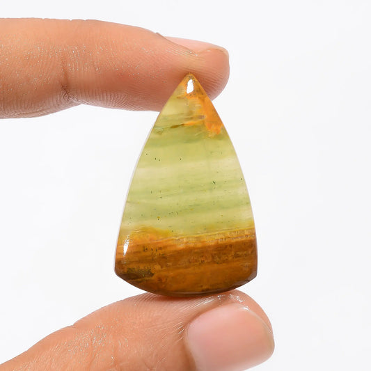 Green Calcite Pear Shape Cabochon Loose Gemstone Natural 28 Ct. 33X22X5 mm V-2804