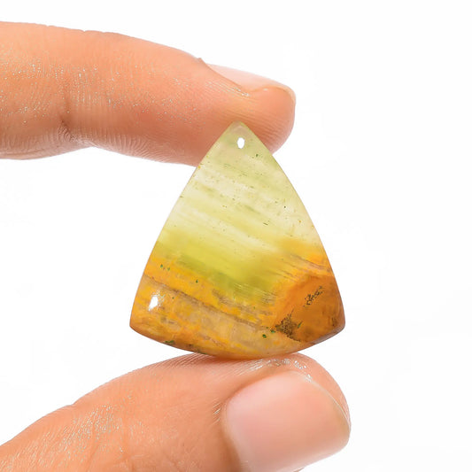Green Calcite Trillion Shape Cabochon Loose Gemstone Natural 22 Ct. 26X23X5 mm V-2806