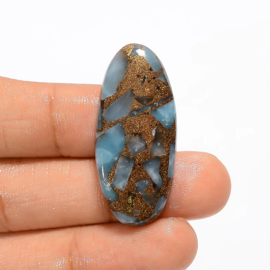 Spiny Copper Hemimorphite Oval Shape Cabochon Loose Gemstone 31.5 Ct. 36X16X5 mm V-2819