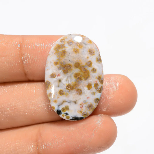 Amazing Top Grade Quality 100% Natural Ocean Jasper Oval Shape Cabochon Loose Gemstone For Making Jewelry 19.5 Ct. 27X18X5 mm V-2833