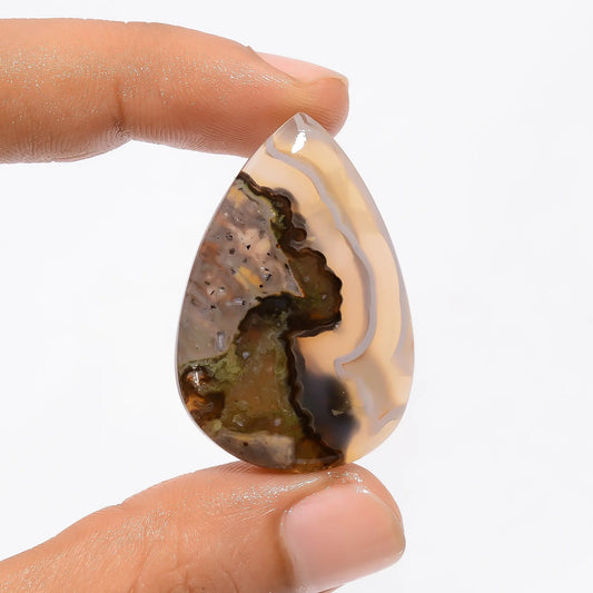 Stick Agate Pear Shape Cabochon Loose Gemstone Natural 41 Ct. 38X25X6 mm V-2839