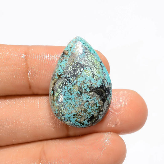 Tibetan Turquoise Pear Shape Cabochon Loose Gemstone Natural 18 Ct. 27X18X6 mm V-2866