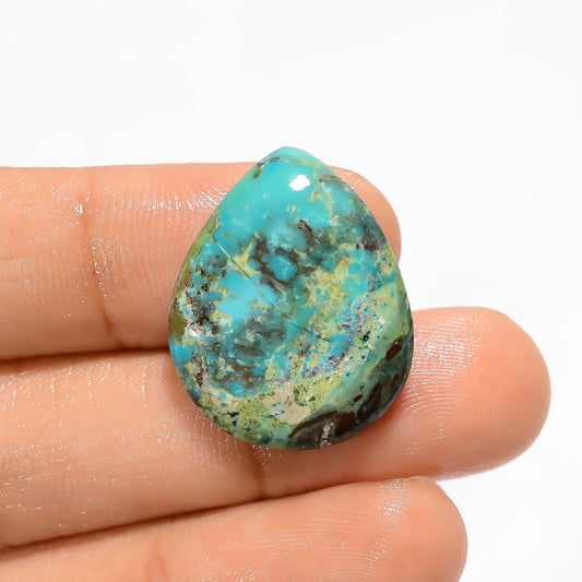 Tibetan Turquoise Pear Shape Cabochon Loose Gemstone Natural 15.5 Ct. 24X19X5 mm V-2873