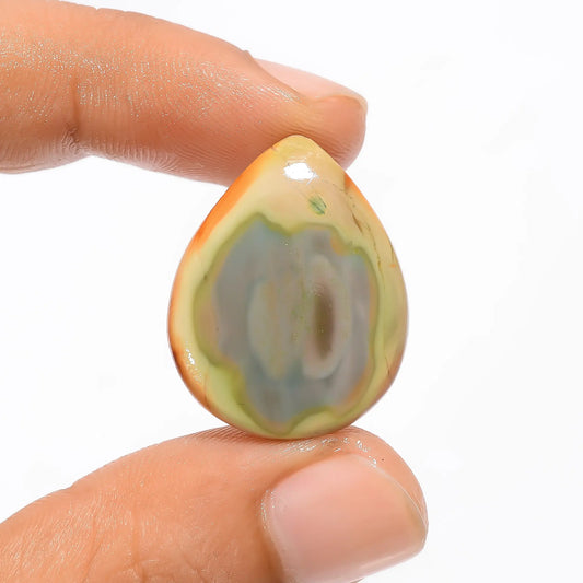 Polychrome Jasper Pear Shape Cabochon Loose Gemstone Natural 17 Ct. 25X20X4 mm V-2946