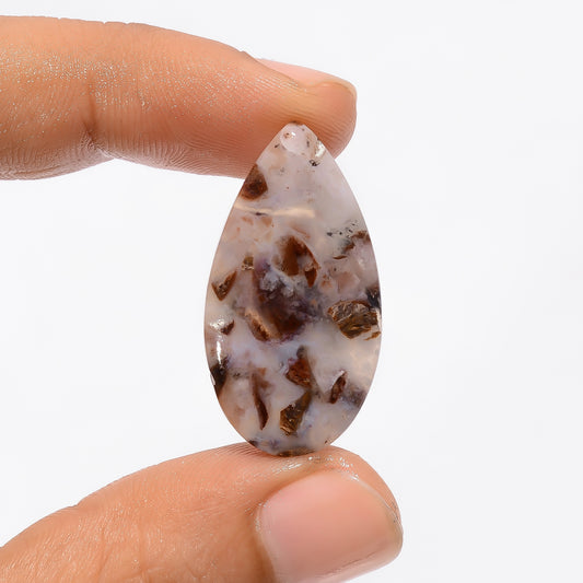 Aquaprase Pear Shape Cabochon Loose Gemstone Natural 18 Ct. 31X16X4 mm V-2986