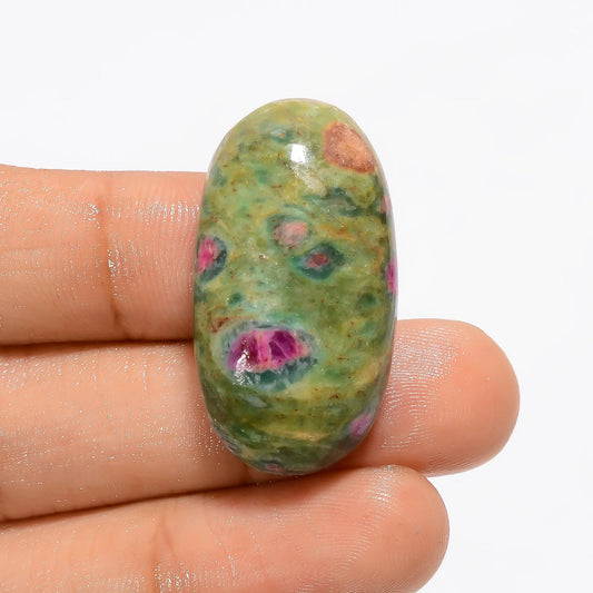 Ruby Fuchsite Oval Shape Cabochon Loose Gemstone Natural 50 Ct. 32X17X9 mm V-2996