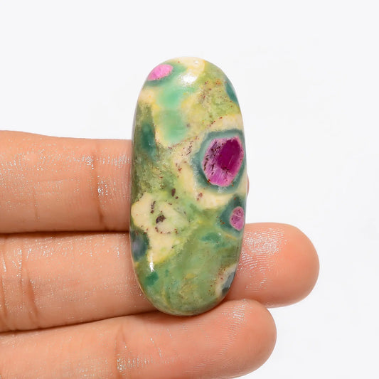 Ruby Fuchsite Oval Shape Cabochon Loose Gemstone Natural 62 Ct. 41X18X8 mm V-2997