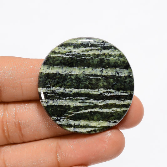 Green Swiss Opal Round Shape Cabochon Loose Gemstone Natural 58 Ct. 36X36X5 mm V-3037