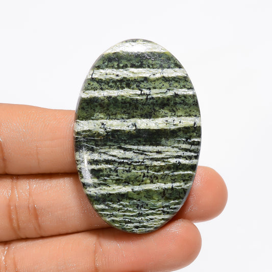 Green Swiss Opal Oval Shape Cabochon Loose Gemstone Natural 79.5 Ct. 46X30X6 mm V-3042