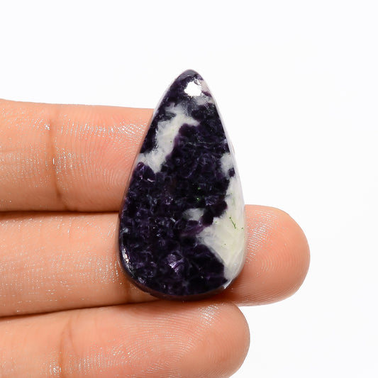 Purple Lepidolite Pear Shape Cabochon Loose Gemstone Natural 30.5 Ct. 31X18X6 mm V-3062