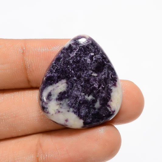 Purple Lepidolite Pear Shape Cabochon Loose Gemstone Natural 36 Ct. 28X25X6 mm V-3070