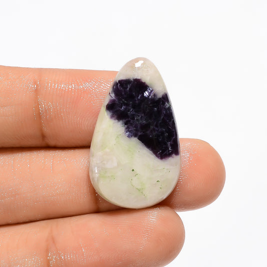 Purple Lepidolite Pear Shape Cabochon Loose Gemstone Natural 20 Ct. 28X17X5 mm V-3072