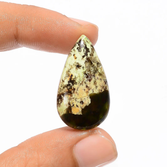 Chrome Chalcedony Pear Shape Cabochon Loose Gemstone Natural 16 Ct. 28X16X5 mm V-3078