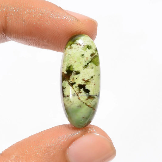 Chrome Chalcedony Oval Shape Cabochon Loose Gemstone Natural 12.5 Ct. 25X10X6 mm V-3079