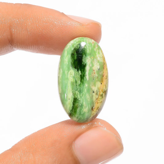 Chrome Chalcedony Oval Shape Cabochon Loose Gemstone Natural 11 Ct. 23X14X5 mm V-3080