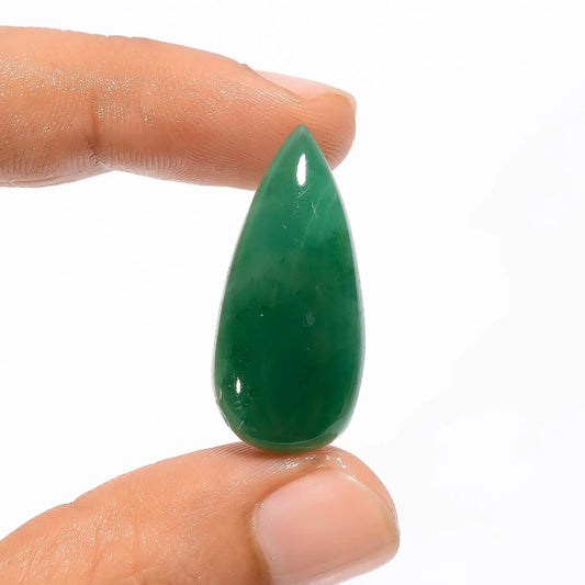 Green Jade Pear Shape Cabochon Loose Gemstone Natural 21.5 Ct. 30X13X5 mm V-3109