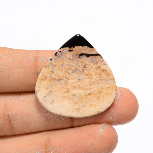 Palm Root Agate Heart Shape Cabochon Loose Gemstone Natural 15 Ct. 29X28X2 mm V-3183