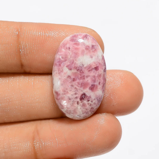 Pink Lepidolite Oval Shape Cabochon Loose Gemstone Natural 18.5 Ct. 24X15X5 mm V-3233