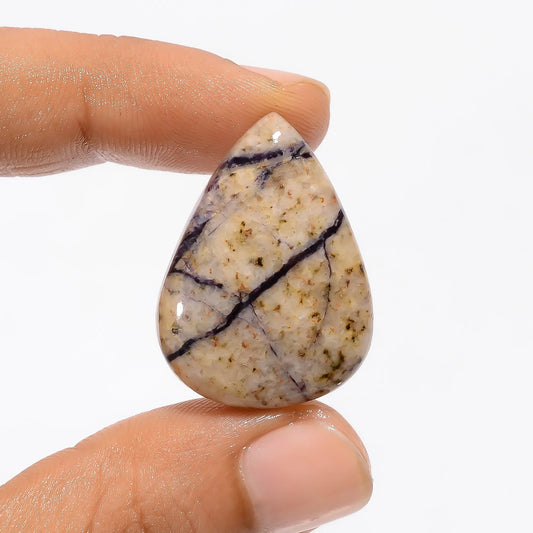 Tiffany Fluorite Pear Shape Cabochon Loose Gemstone Natural 30 Ct. 30X22X6 mm V-3345
