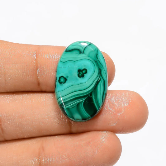 Malachite Oval Shape Cabochon Loose Gemstone Natural 28 Ct. 25X16X5 mm V-3382