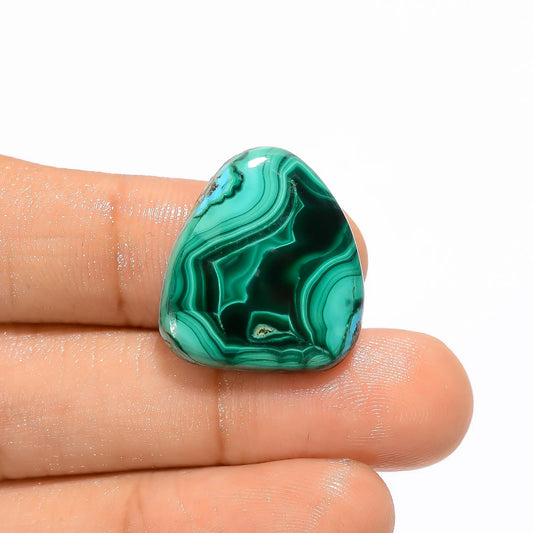 Malachite Fancy Shape Cabochon Loose Gemstone Natural 22 Ct. 22X19X4 mm V-3384