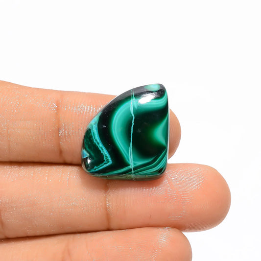 Malachite Fancy Shape Cabochon Loose Gemstone Natural 22.5 Ct. 23X17X5 mm V-3386