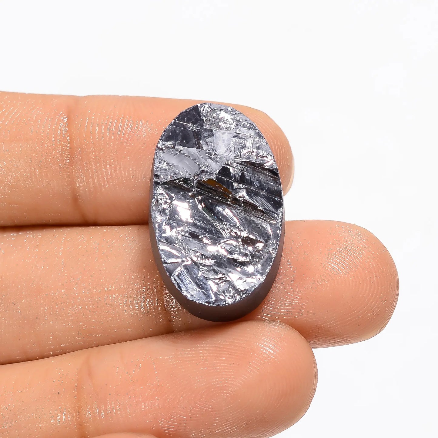 Silicon Druzy Oval Shape Cabochon Loose Gemstone Natural 20 Ct. 23X14X7 mm V-3407