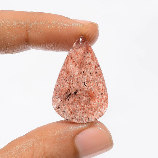 Strawberry Quartz Pear Shape Cabochon Loose Gemstone Natural 21 Ct. 29X18X4 mm V-3444