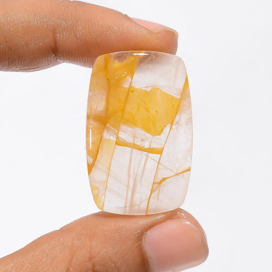 Golden Healing Quartz Radiant Shape Cabochon Loose Gemstone Natural 31 Ct. 32X21X4 mm V-3461