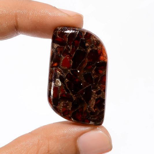 Spiny Copper Hessonite Garnet Fancy Shape Cabochon Loose Gemstone 44 Ct. 34X21X5 mm V-3586
