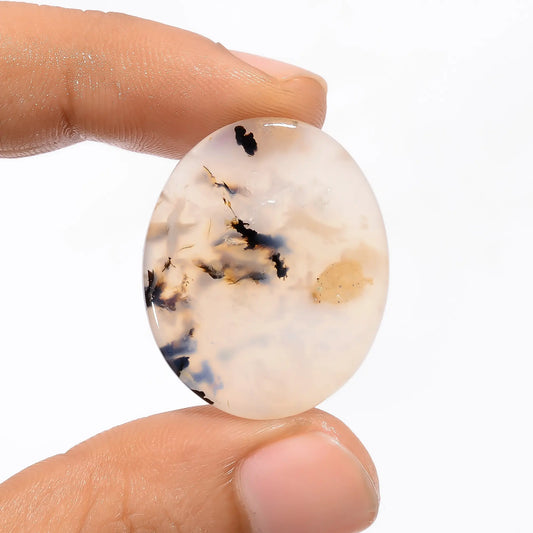 Plume Agate Druzy Oval Shape Cabochon Loose Gemstone Natural 20 Ct. 29X23X4 mm V-3590