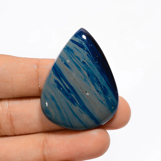Blue Leland Pear Shape Cabochon Loose Gemstone Natural 65.5 Ct. 39X30X7 mm V-3609